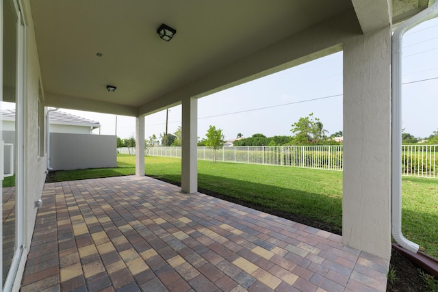 view of patio with a fenced backyard