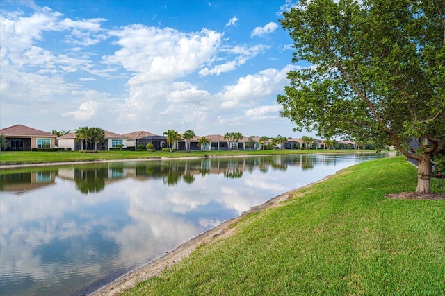 view of water feature with a residential view