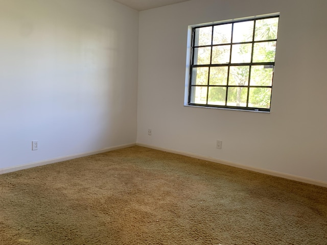 carpeted spare room with baseboards