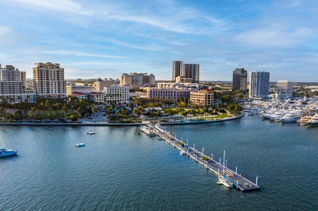 property view of water featuring a view of city