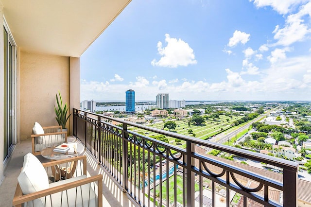 balcony with a city view