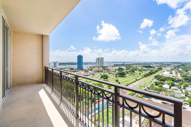 balcony with a view of city