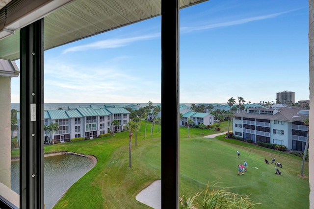 view of community featuring a water view