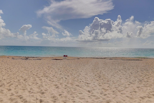 view of water feature featuring a beach view