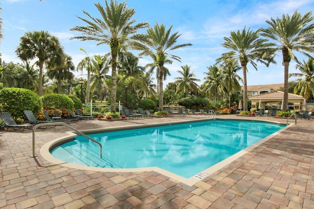 pool featuring a patio area