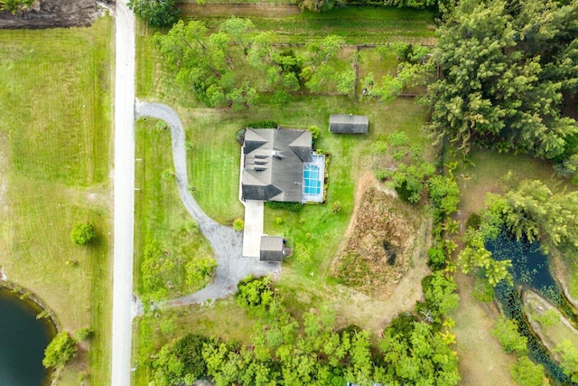 bird's eye view featuring a water view