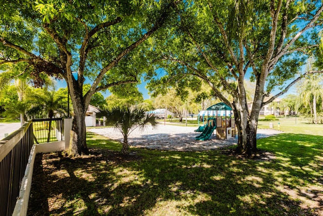 view of yard featuring playground community