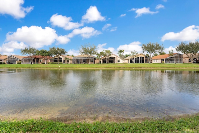 view of water feature with a residential view