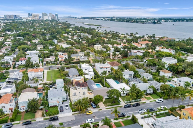 bird's eye view featuring a water view