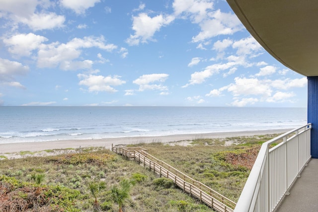 view of water feature featuring a beach view