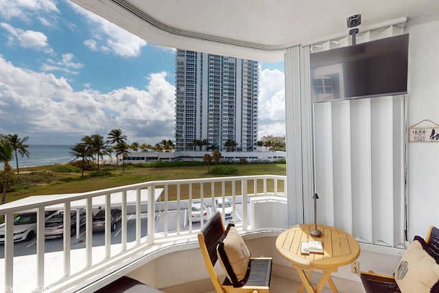 balcony with a water view