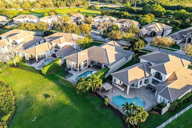 drone / aerial view with a residential view