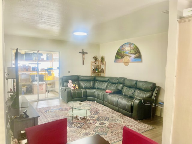 living room featuring light wood-style floors