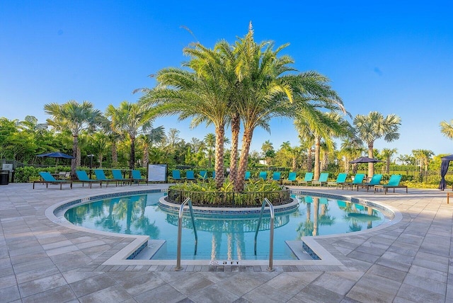 community pool with a patio