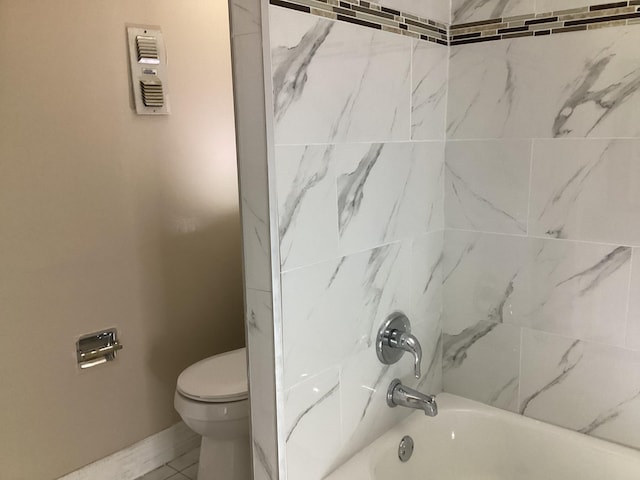 full bathroom with shower / tub combination and toilet