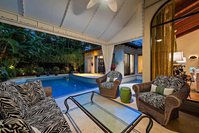 pool with a patio