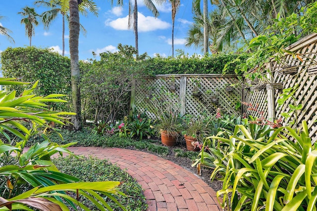 view of yard featuring fence