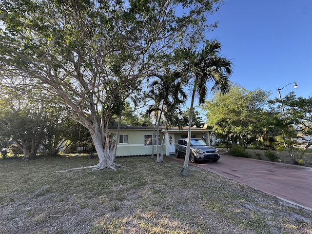 view of front of home featuring driveway and stucco siding
