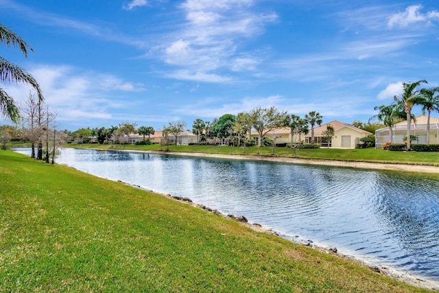 view of water feature with a residential view