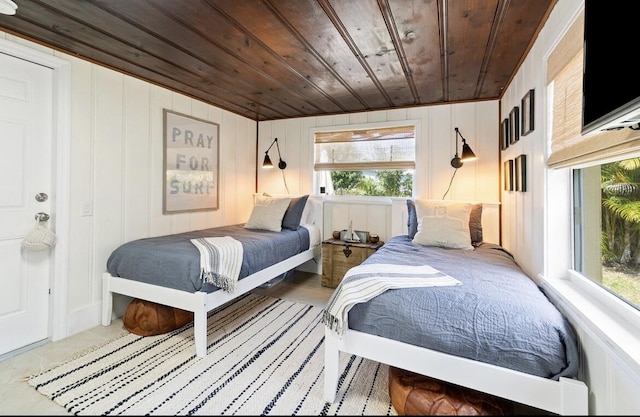 bedroom featuring wood ceiling