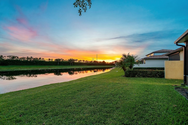 view of yard featuring a water view