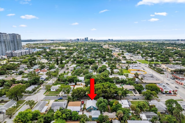 drone / aerial view with a city view