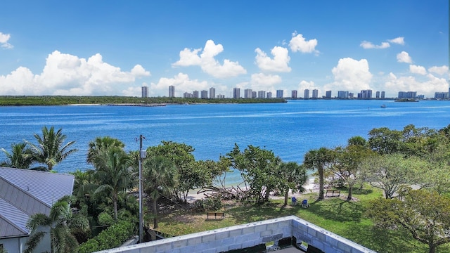 property view of water with a city view