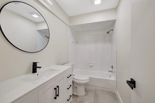 full bath featuring toilet,  shower combination, and vanity