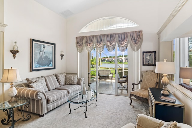 living room with carpet floors