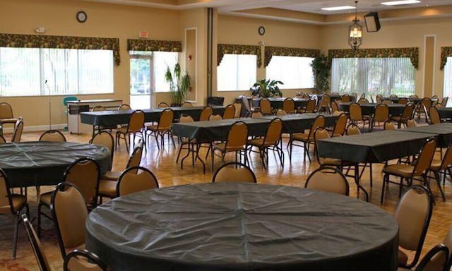 dining room featuring a tray ceiling