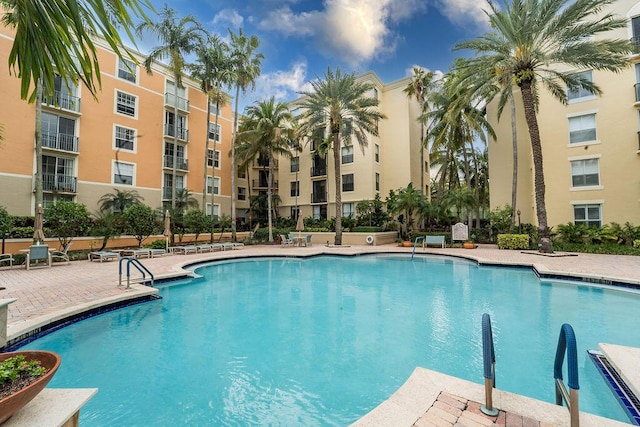 pool with a patio area