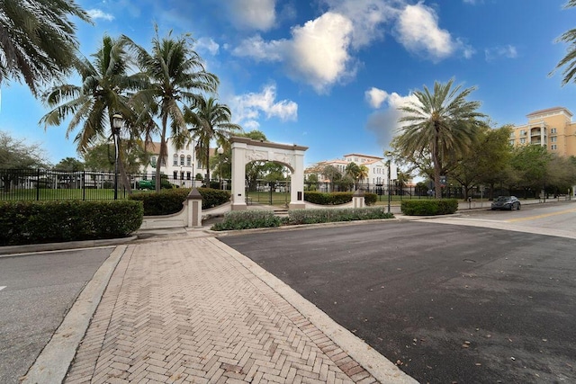 view of street with sidewalks and curbs