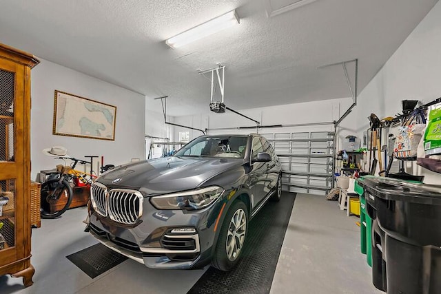 garage with a garage door opener