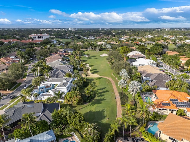 bird's eye view featuring a residential view and golf course view