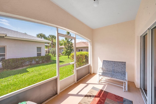 view of unfurnished sunroom