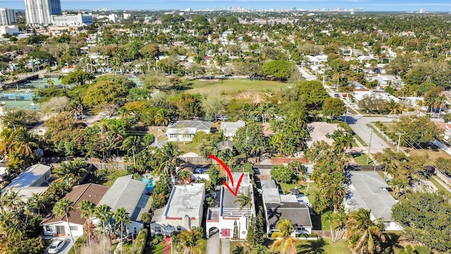 aerial view with a residential view