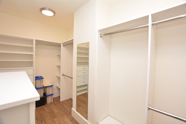 walk in closet featuring light wood finished floors