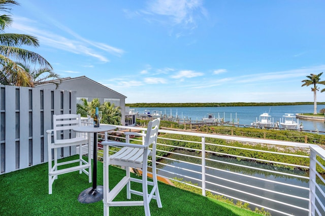 balcony with a water view