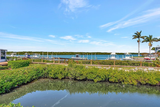 water view with a dock