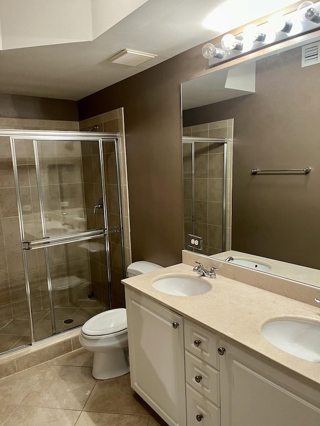 bathroom featuring a sink, visible vents, and a shower stall