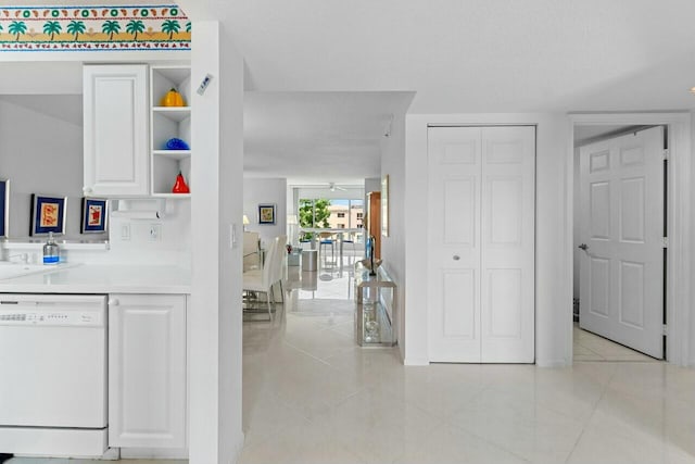 interior space featuring light tile patterned floors