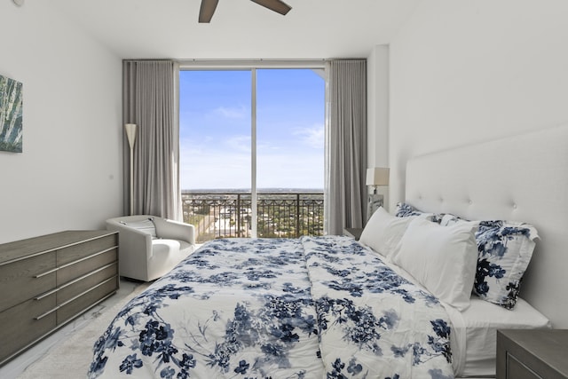 bedroom with carpet floors and ceiling fan