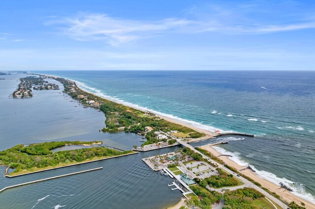 property view of water featuring a beach view