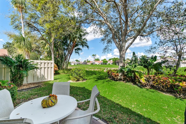 view of yard with fence