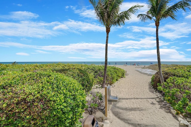 view of water feature featuring a view of the beach