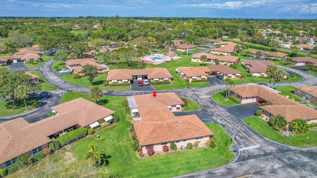 drone / aerial view featuring a residential view