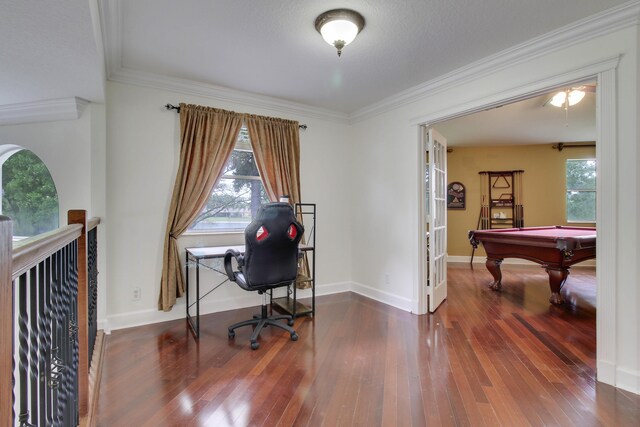 bedroom with dark wood finished floors, baseboards, and ceiling fan