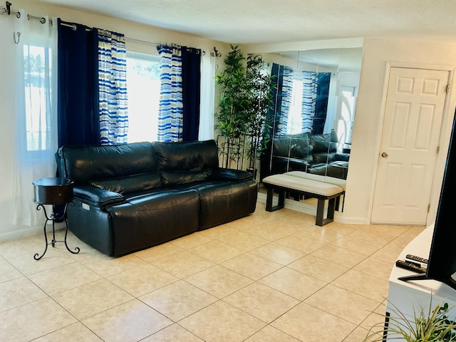 view of tiled living area