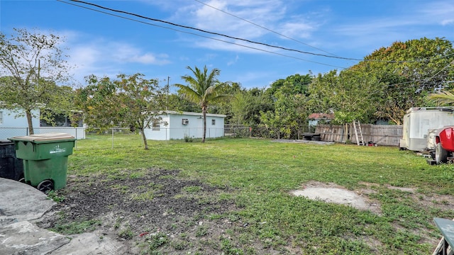 view of yard featuring a fenced backyard