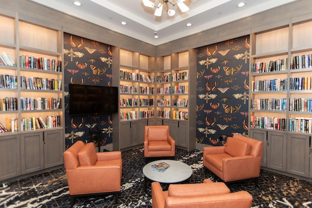 8232 Grand Messina Cir, Boynton Beach, FL 33472 - sitting room with recessed lighting and wall of books